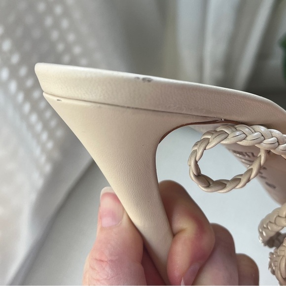 SCHUTZ Jada Braided Ankle Tie High Heel Sandals in Eggshell Sz 7 - Picture 10 of 14
